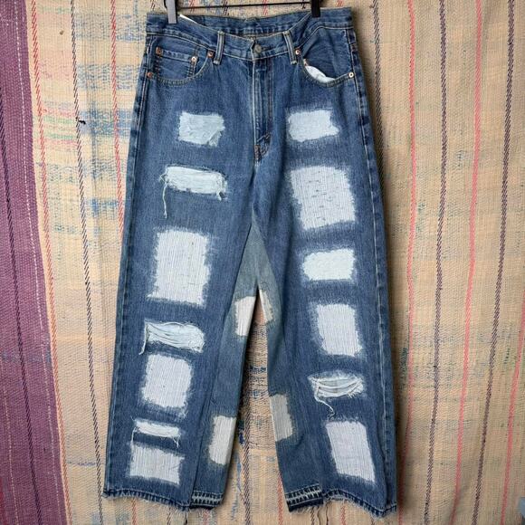 Custom wide leg baggy flared jeans size 34 x 32 - Picture 1 of 5